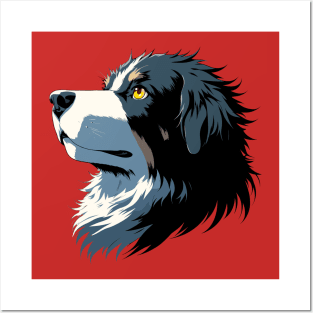 Stunning and Cool Bergamasco Sheepdog Monochrome and Gold Portrait for Father's Day Posters and Art